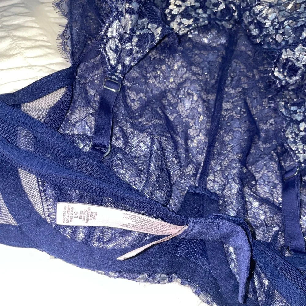 Victoria’s Secret Dream‎ Angels Unlined Demi Lace Bralette Navy